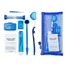 Orthodontic set for care of braces, blue